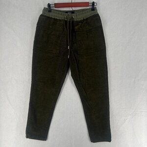 Native Youth Corduroy Pants Mens 32 Green Sherwood Drawstring Elastic Waist NWT